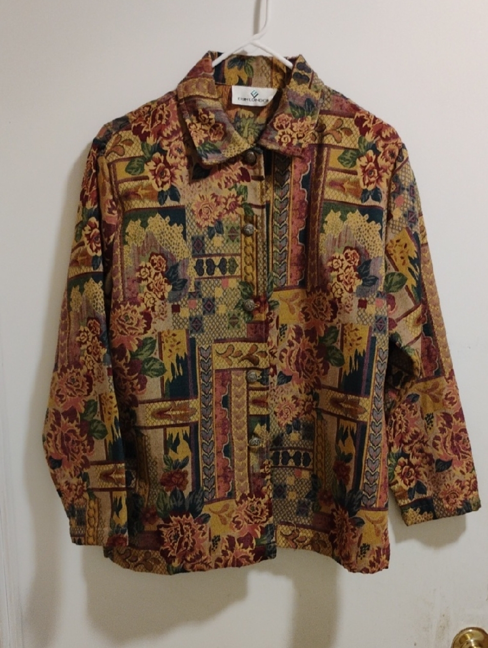 erin london Multicolor Floral Patchwork Jacket - Mustard, Burgundy, Green, Navy